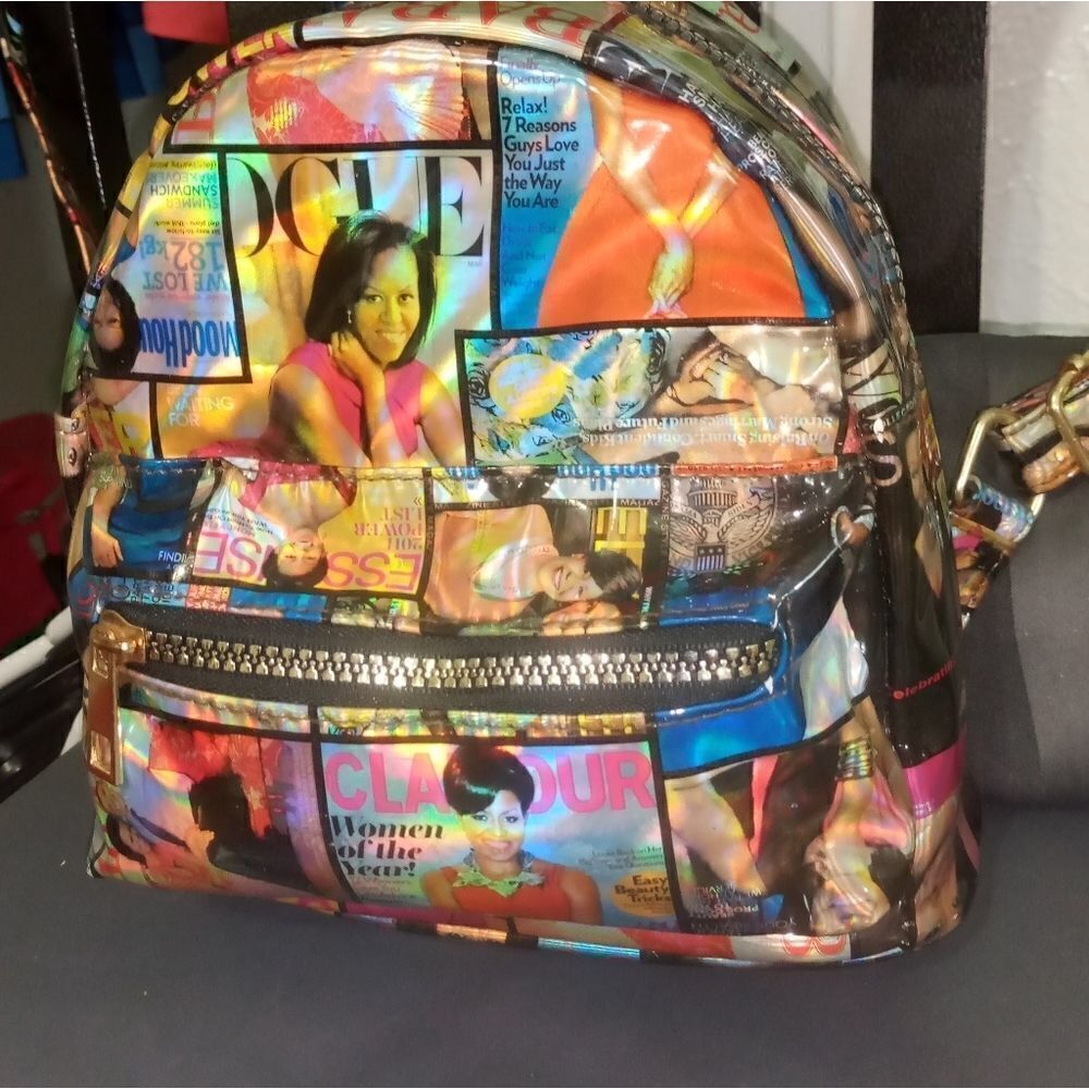 Shiny multicolored Michelle Obama backpack purse